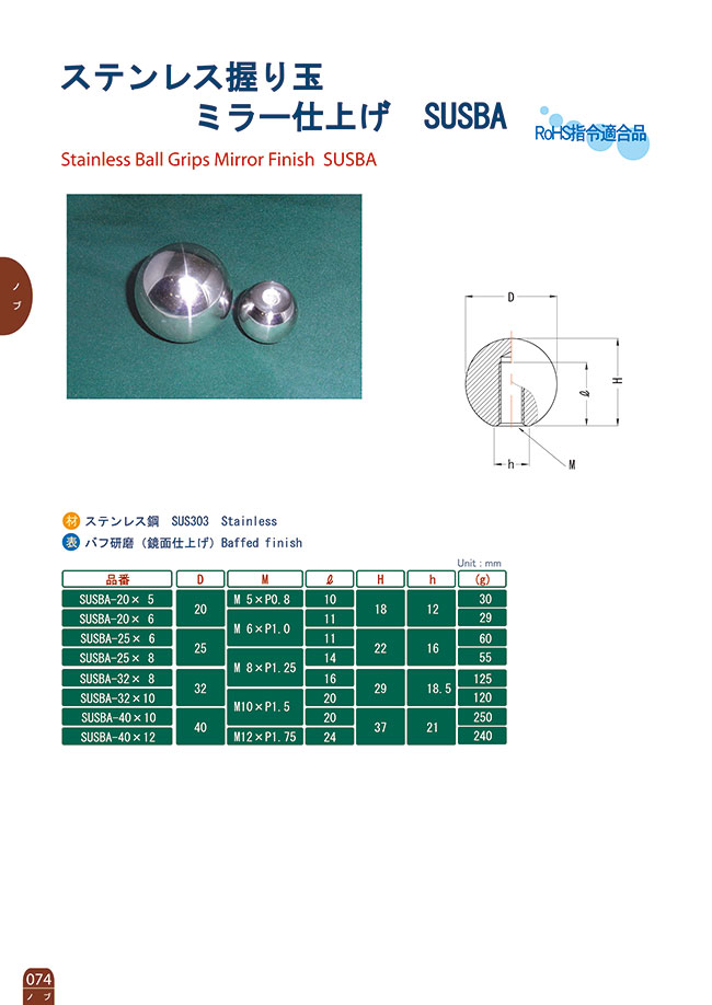 Sfera di acciaio (sfera di precisione) SU440C unitá pollici di